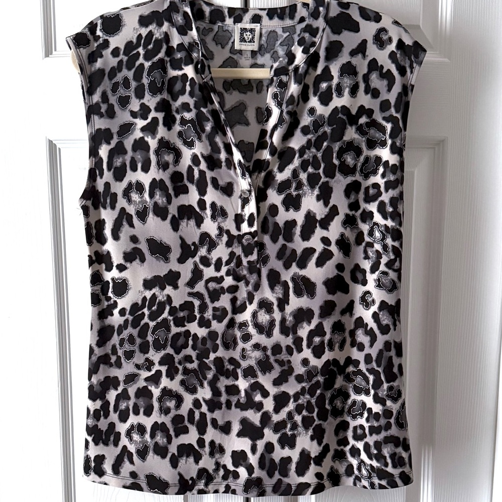 Anne Klein Leopard Print Sleeveless Top, Size Small